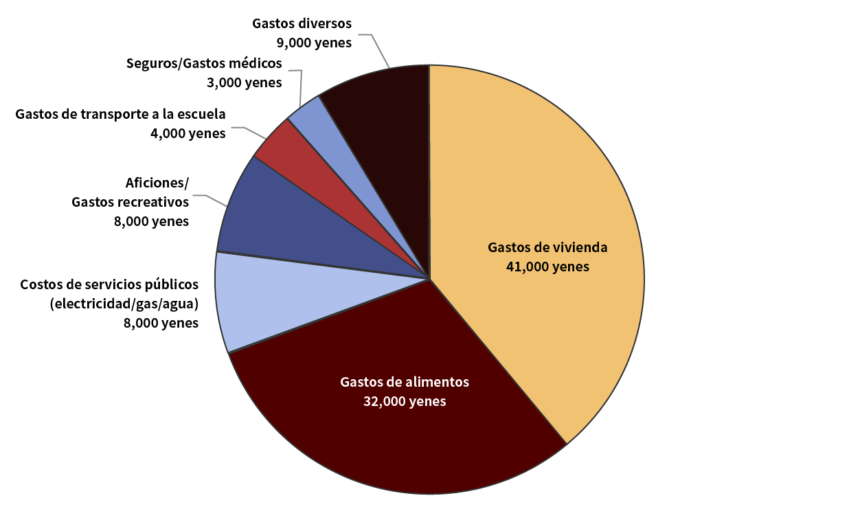 Desglose de los gastos mensuales de manutención (promedio nacional)