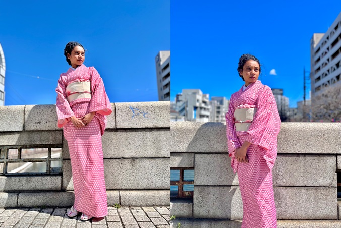 Memakai kimono Jepang