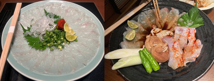 Sashimu fugu / Fugu mentah dan sayuran